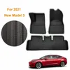 Для Tesla Model 3 2021 Автомобильные Маты для пола 3D 3D Всепогодные ТПО резиновые ноги ковров без запаха воды водонепроницаемый коврик для подносов