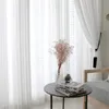 カーテンドレープリビングルームの寝室の装飾のための白いチュールカーテンモダンシフォンソリッドシアーボイルキッチンウィンドウスクリーン糸
