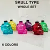 Skull Glass Smoking Water Bubbler Curved 10mm Oil Rig Pipe Tobacco Bowl with Thick Glass Burner pipes Pink Yellow Blue Green Purple Red Colors Dab Rigs Bong