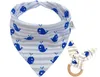 2021 5sets Baby Cotton Triangle Bib burp & Teethers set Bandana kerchief infant Saliva Bibs Pinafore Apron Wooden Chews Teeth Practice Toys