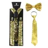 Aldult lantejouls suspensórios gravata gravata gravata mulher homens suspensórios elásticos com bowtie moda cinto cinta clipe