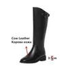 High Metal Boots Knee for Buckle Women Wide Leg Fall Thick Heels Shoes Woman Genuine Leather Basic Long 21052 60