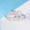 Регулируемые серебряные кольца Crystal Cubic Zirconia Diamond Ring Обручальные кольца для женщин Мужские кольца Пару обручальные кольца наборы модных украшений