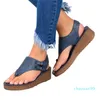Kvinnor Sommar Sandaler Plus Storlek PU Grunt Platform Casual Buckle Solid Color Med Heel Weeges Skor Kvinna Slides 2021