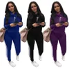 Kobiety Zestaw Sportowy Topy + Spodnie 2 Sztuk Stroje Bluzy Lounge Nosić Dopasowanie Zestawy Dres BF Styl Streetwear za darmo 210525