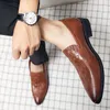 Spiczasty formalny wzór krokodyla Czarny Brązowy Casual Oxford Buty dla mężczyzn Prom Sukienka Homecoming Sapato Social Masculino