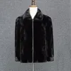 Veste de manteau de vison d'hiver noir en fausse fourrure pour hommes, Parka d'usure artificielle épaisse pour homme 2021 vente au détail en gros
