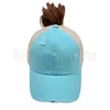 Criss cross ponytail baseball caps kvinna tvättade oroliga bullar ponycaps leopard camo lastbilare mesh hattar zza3393