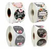 500PCS Roll Floral Thank You Label Stickers 1.5 Inch Handmade Envelope Seals Round Adhesive Festive Decoration For Holiday Presents DHL Free