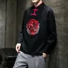 Sinicism Store Oversized 5xl中国風ロングスリーブシャツ男性春カジュアルヴィンテージトップス男性ファッション刺繍服メンズシャツ