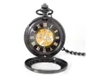 純粋な真珠の黒いスチームパンクレトロな機械類のフォブウォッチ中空のネックレスの動きの懐中時計チェーン男性女性の時計ギフト