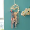 Objetos decorativos Figurines Handmade Boho Macrame Enorme Dream Catchers Moon Charm Feather Kit de LED para hangings de parede de carro