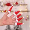 Mini Santa Claus hattar Lollipop Topper Cover DIY Juldekoration Nyår Festival Party Ornament phjk2108