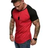 T-shirt muscolari da uomo T-shirt estiva a maniche corte in jersey atletico palestra slim fit top 210706