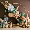 86pcs Bean Green Balloon Garland Kit Ballongbågskedja Jungle Animal Safari Tema Party Supplies Wild En Födelsedagsfest Decors 211216