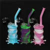 Nargile Mini Silikon Dab Rig Glow Karanlık Su Borusu Bongs Cam Kum Bangers ile