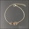 Pulseira pulseiras jóias oco pata pata pegada de ouro banhado a pulseira de metal entrega 2021 tpun0