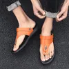 Men's Trade Summer Leather Slippers High Quality Outdoor Fashion Personality Youth Web Celebrity Driving Flip-Flops Wholesale Special Price