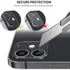 Protezione dell'obiettivo della fotocamera posteriore antigraffio trasparente 3D HD in vetro temperato con cerchio flash per iPhone 14 13 12 Mini 11 Pro Max