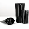 400Pcs Stand up Black Printing Ziper Lock Gift Packing Bags Glossy Mylar Foil Pouches Flat Bottom Sample Power Aluminum Packaging Bag Both Side are Solid Colors