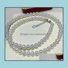 Beaded Neckor Pendants Jewelry 9-10mm White Natural Pearl Necklace 18inch 925 Sier Clasp Womens Gift Drop Delivery 2021 7phma