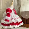 Vestido de bebê espanhol crianças vestidos de bola real vintage meninas lolita vestidos infantil boutique roupas crianças aniversário vermelho vestido 210615