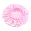 Solid Color Double Layer Satin Elastic Large Night Hat Women Headwear Sleep Caps Soft Bonnet Hair Care Fashion Accessories