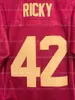 Ricky Baker #42 Football Jersey Boyz n 영화 유니폼 스티치 S-3XL의 후드상 소년