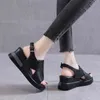 Summer Wedge Shoes for Women Sandals Solid Color Open Toe High Heels Casual Ladies Buckle Strap Fashion Female Sandalias Mujer Y220224