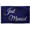 Just Married-Flaggen, Banner, 3 x 5, Festival-Event, alle Länder, Werbung, national, digital bedruckt, hängender Polyesterstoff, Doppelnaht