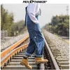 Privathinker Overalls Mens Mode Mannelijke Streetwear Casual Volledige Lengte Denim Rompertjes Zak Regelmatige Jeans Jarretelige Man 211111