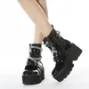 В продаже Новое поступление Высочайшее качество Платформа Colulsy Мотоцикл Ботинки Женщины Металлические Chian Cool Street Punk Combat Boots