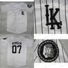 Män Kvinnor Ungdom Tyga Senaste kung Kläder Hip Hop Jersey Vertikal Striped Baseball Shirt Short Sleeve Lk Collarless Shirts Streetwear