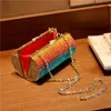 Rainbow Rhinestone Purse Avondtassen voor Dames Luxe Party Handtas Bruiloft Koppeling Diamant Cilinder Schouder ZD1739 27K