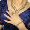 Kolczyki Naszyjnik Kindlegem Marka Styl Ivy Liście Biżuteria Zestawy Luksusowe Dubai Gold 585 Dla Kobiet Wspaniałe Cyrkon Bransoletka Kolczyk Ring