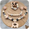 1 set baby sonagli passeggino culla appeso cartoon elefante in legno clip per bambini clip baby culla appeso campanello giocattoli per bambini compleanno regali 210320