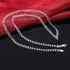 Kedjor 925 Sterling Silver Halsband för män Kvinna 16-30 inches Fine 4mm Sideways Chain Classic Smycken Högkvalitativa julklappar