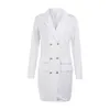 Elegant Professional Mini Woman Ladies Suits Dress Double-breasted Blazer Jacket OL Buttons Coat Notched Cardigan Tops Women's & Blazers