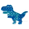 Rainbow Tie Dye Dinosaurier-Brett Zappelspielzeug Push Bubble Boards Fingerspiel Sensorisches einfaches Dimple Stress Reliever Puzzle Silikonspielzeug