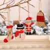 Jul trä hängsmycken jul strumpor dekorationer xmas träd twine prydnad fest gåvor w-01287