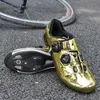 BOodun 2021 Gold Road Ciclismo Sapatos Bicicleta Self-Locking Fibra Carbono Ultraleve Profissional Bicicleta Calçado De Racing