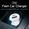 MINI 25W 12WデュアルポートPD USB C CAR CAR CHARGERS FASTクイック充電充電充電タイプC USB-Cパワーアダプター用のUSB-Cパワーアダプター