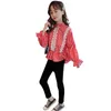 Enfants Vêtements Filles Plaid Blouse + Pantalon Fille Dentelle Printemps Automne Survêtement 6 8 10 12 14 210527