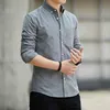 Camisa Oxford negra para hombre de marca Slim Fit de manga larga para hombre Camisas de vestir Casual con botones Chemise Formal de negocios Camisas 210522