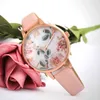 Rose Цветочный циферблат женские часы Япония движение розовый ремешок мода дизайн свадебный подарок
