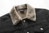 Aiopeson Plus Velvet厚さのデニムジャケット男性カジュアルラペルコットンジーンズジャケットメンズファーカラー暖かい冬メンズジャケットとコート210819