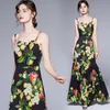 Women Summer Designer Elegant Maxi Dress Sexy Slim Cocktail Party Robe Female Vintage Floral Print Trumpet Dress Vestidos 210525