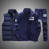 Trainingspakken Heren Polyester Sweatshirt Sporting Fleece Winter Vest + Jas + Broek Casual Heren Track Suit Sportswear Fitness 211109