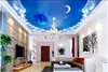 Niestandardowe zdjęcie tapety 3D Zenith Mural moda piękne błękitne niebo, białe chmury, gwiazdy sufitu tło papiery ścienne dekoracja domu