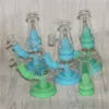 Im Dunkeln leuchtende Wasserpfeifen Silikonbongs Glasbong Handpfeife Rauchen Wasserpfeifen Becher Dab Rigs Perkolatoren Perc abnehmbar mit Schüssel